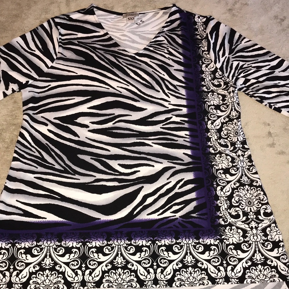 V-neck zebra print comfortable adorable blouse